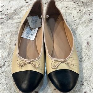A new Day Women's Black and Cream Ballet Flats